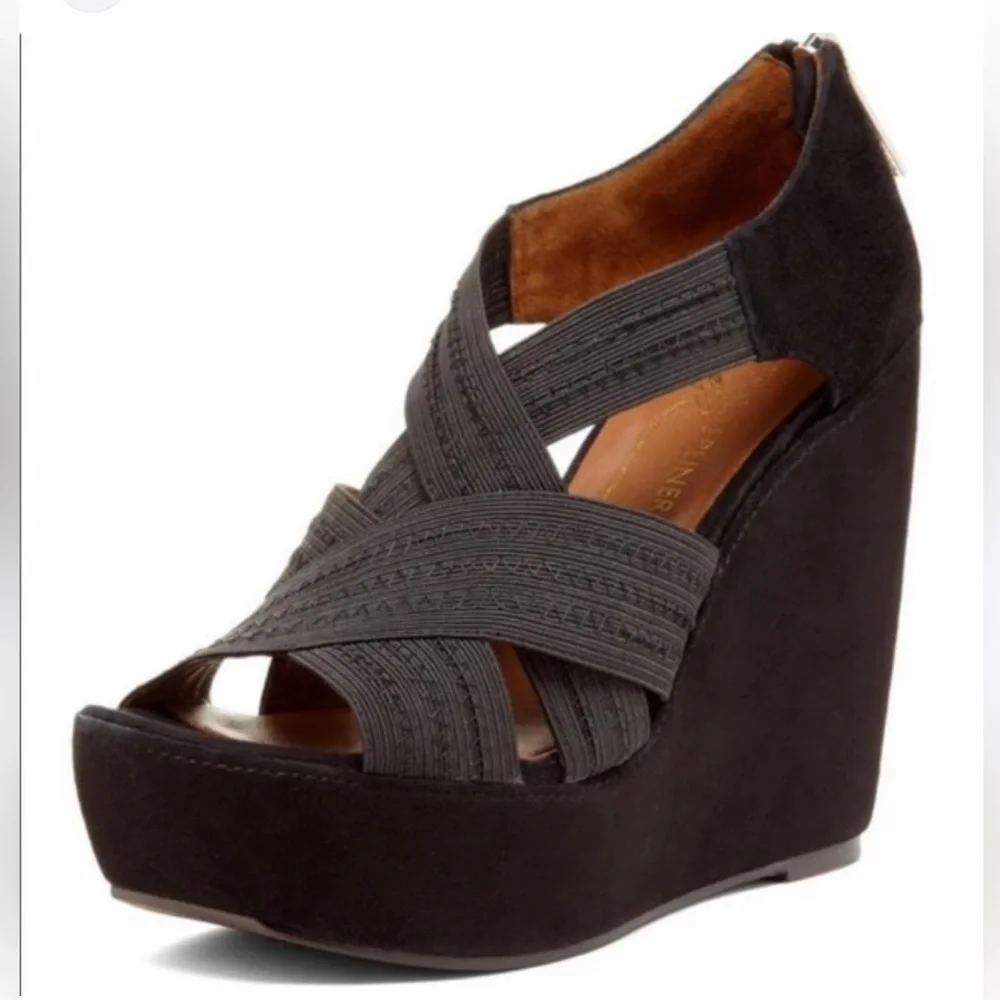 Donald J. Pliner lawney Dark Brown Wedge Sandals women 8M suede event goth Y2K